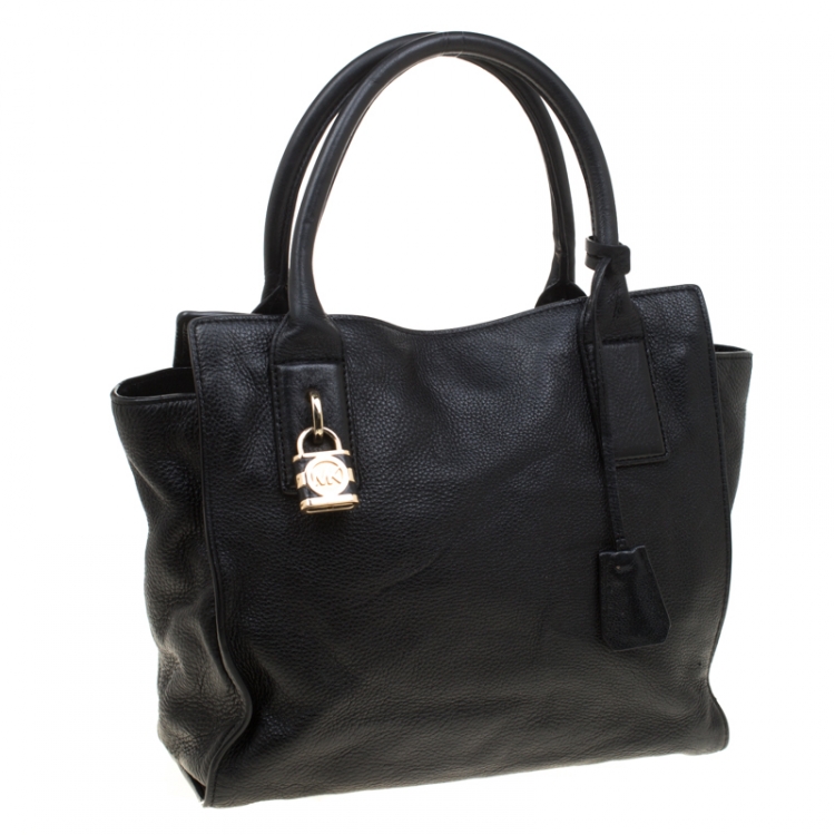 Pre Owned Michael Michael Kors Black Leather Top Handle Bag