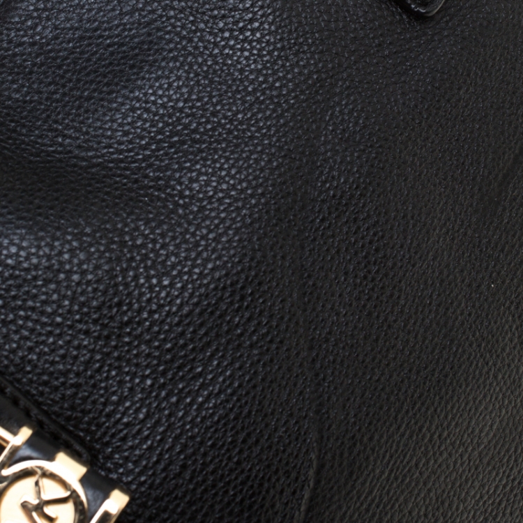 Pre Owned Michael Michael Kors Black Leather Top Handle Bag
