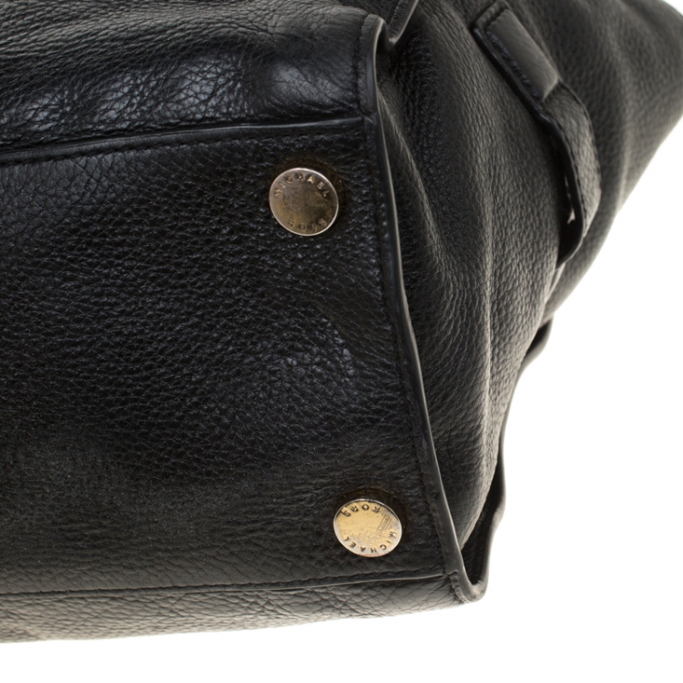 Pre Owned Michael Michael Kors Black Leather Top Handle Bag