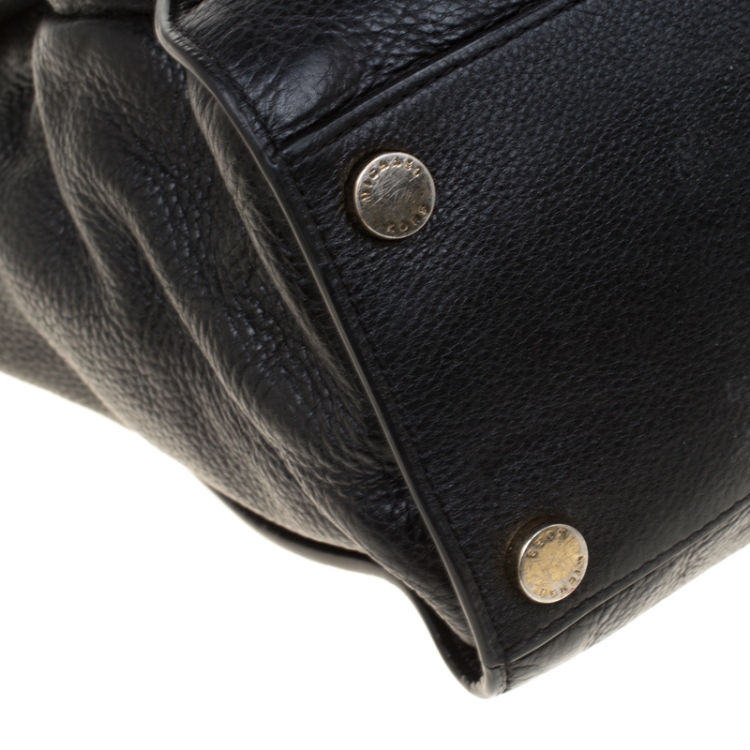 Pre Owned Michael Michael Kors Black Leather Top Handle Bag