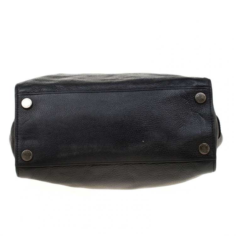 Pre Owned Michael Michael Kors Black Leather Top Handle Bag