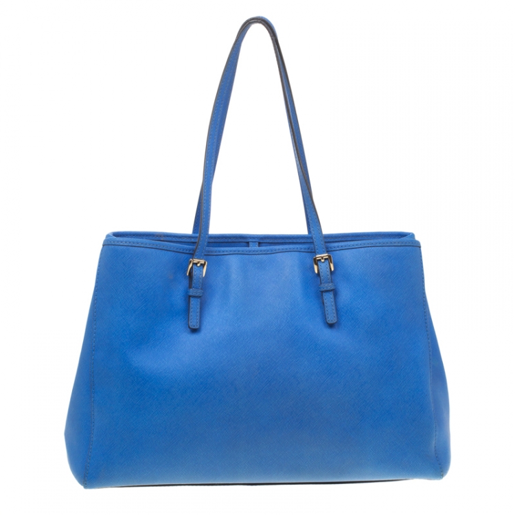 مملوكة مسبقًا Michael Michael Kors Blue Saffiano Leather Jet Set Tote