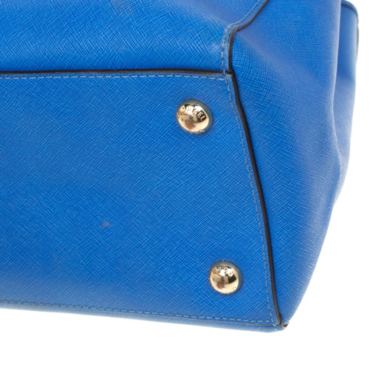مملوكة مسبقًا Michael Michael Kors Blue Saffiano Leather Jet Set Tote