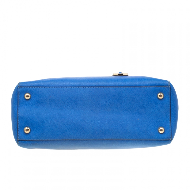 مملوكة مسبقًا Michael Michael Kors Blue Saffiano Leather Jet Set Tote