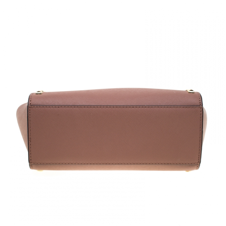 Pre Owned Michael Michael Kors Dark Beige Medium Studded Selma Crossbody Bag