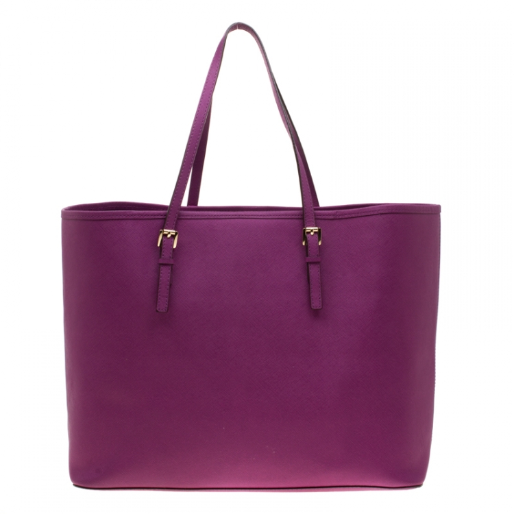 Pre Owned MICHAEL Michael Kors Purple Saffiano Leather Jet Set Travel Tote