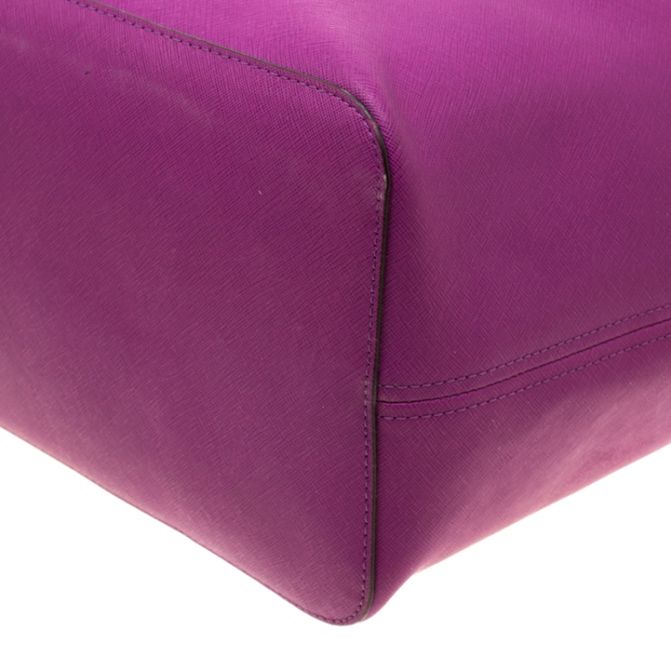 Pre Owned MICHAEL Michael Kors Purple Saffiano Leather Jet Set Travel Tote