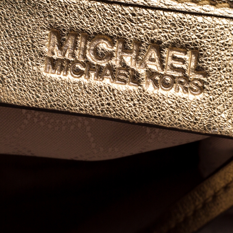 Pre Owned MICHAEL Michael Kors Gold Metallic Leather Large Sloan Chain Shoulder Bag
