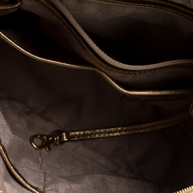 Pre Owned MICHAEL Michael Kors Gold Metallic Leather Large Sloan Chain Shoulder Bag