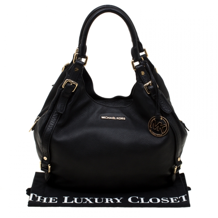 Pre Owned Michael Michael Kors Black Leather Bedford Hobo