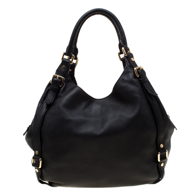 Pre Owned Michael Michael Kors Black Leather Bedford Hobo