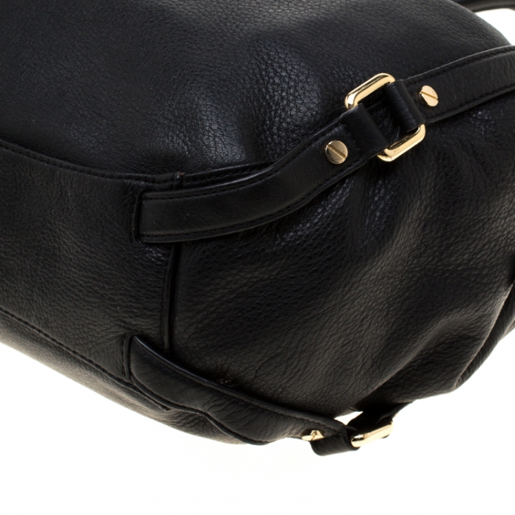 Pre Owned Michael Michael Kors Black Leather Bedford Hobo