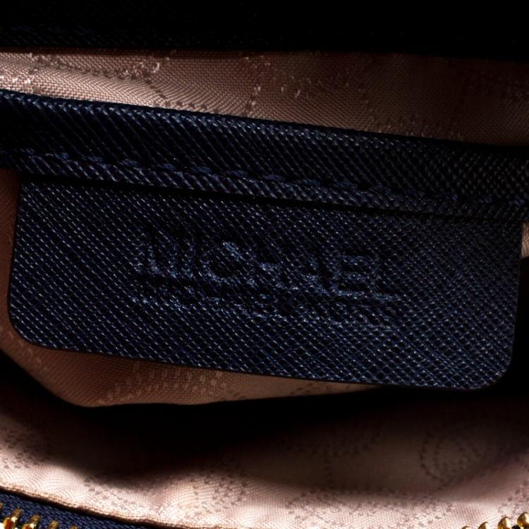Pre Owned Michael Kors Blue Leather Cindy Dome Top Handle Bag