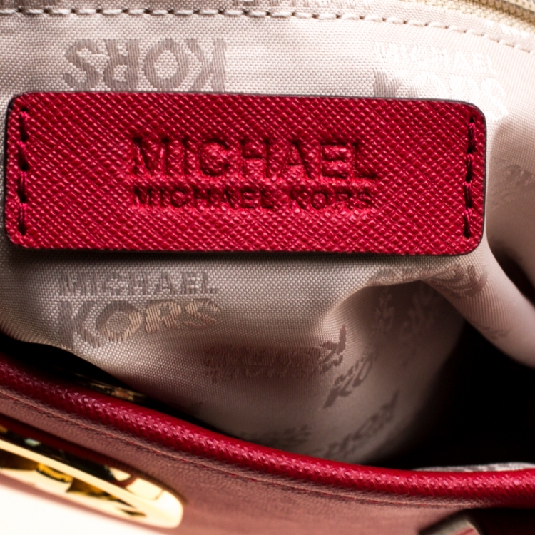 Pre Owned Michael Michael Kors Red Leather Shopper Tote