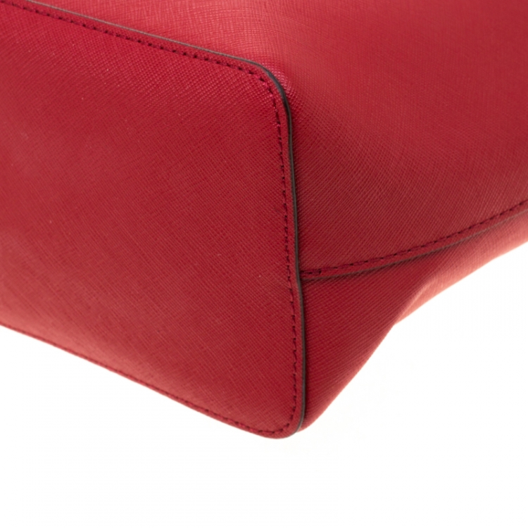 Pre Owned Michael Michael Kors Red Leather Shopper Tote