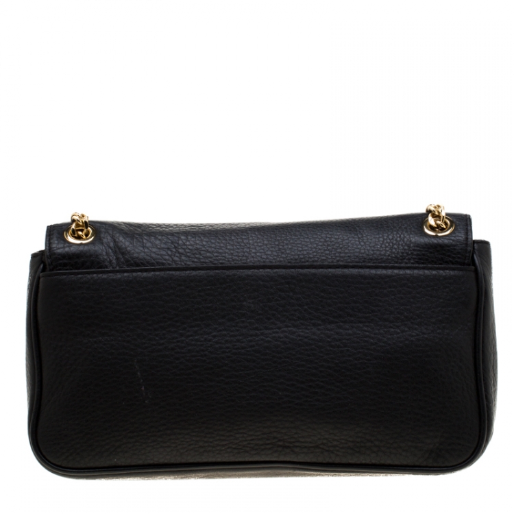 Pre Owned Michael Michael Kors Black Leather Chain Shoulder Bag