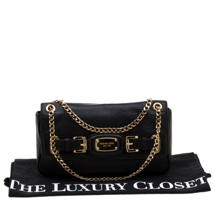 Pre Owned Michael Michael Kors Black Leather Chain Shoulder Bag