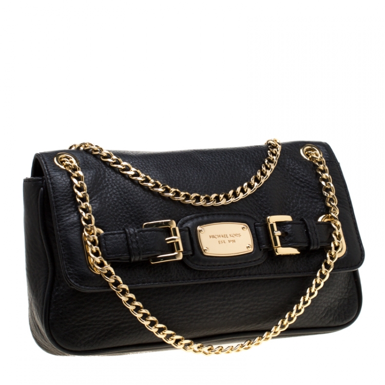 Pre Owned Michael Michael Kors Black Leather Chain Shoulder Bag