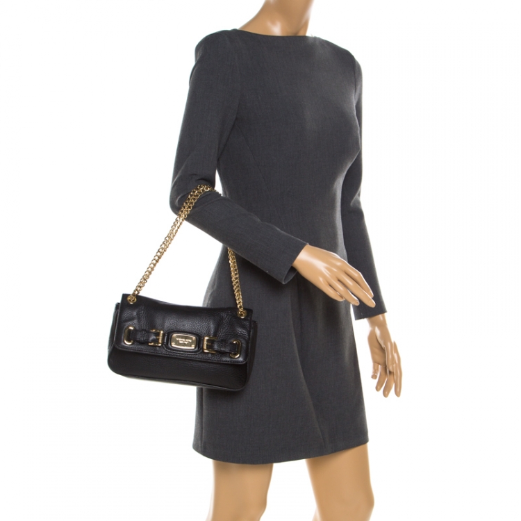 Pre Owned Michael Michael Kors Black Leather Chain Shoulder Bag