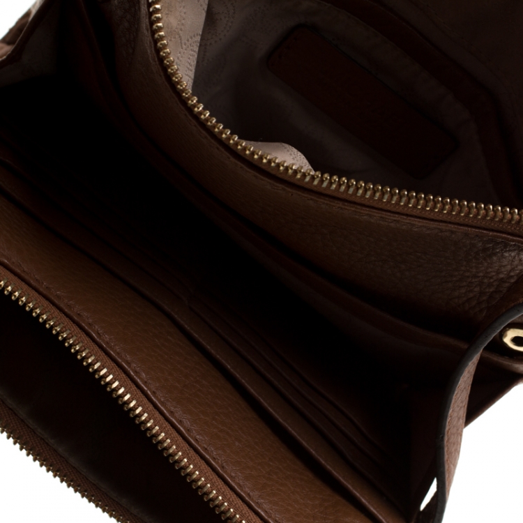 Pre Owned Michael Michael Kors Brown Leather Fulton Crossbody Bag