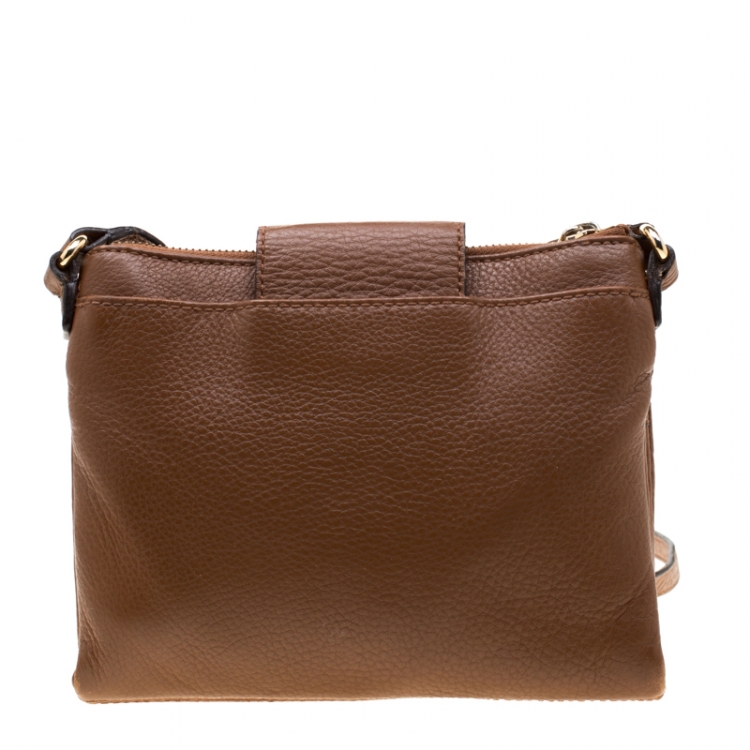Pre Owned Michael Michael Kors Brown Leather Fulton Crossbody Bag