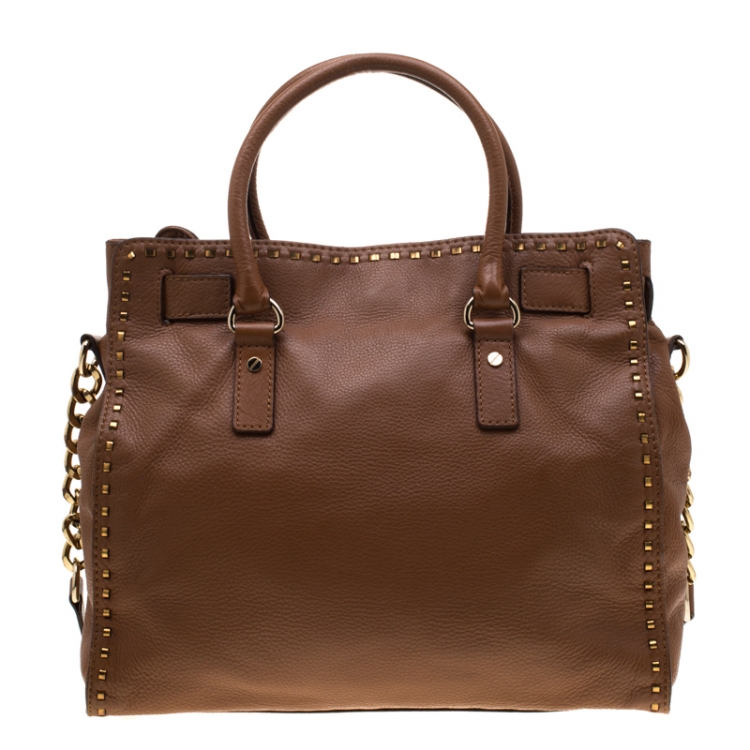 Pre Owned MICHAEL Michael Kors Brown Leather Whipped Hamilton Tote