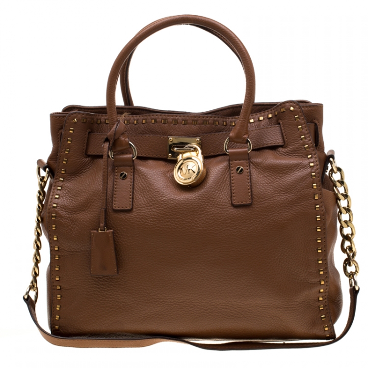 Pre Owned MICHAEL Michael Kors Brown Leather Whipped Hamilton Tote