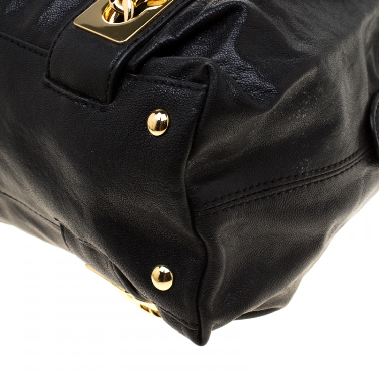 Pre Owned MICHAEL Michael Kors Black Leather Hobo 