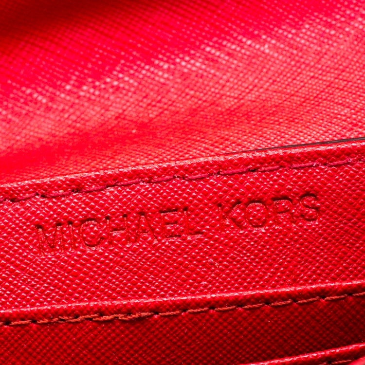 Pre Owned Michael Michael Kors Red Saffiano Leather Kiera Crossbody Bag