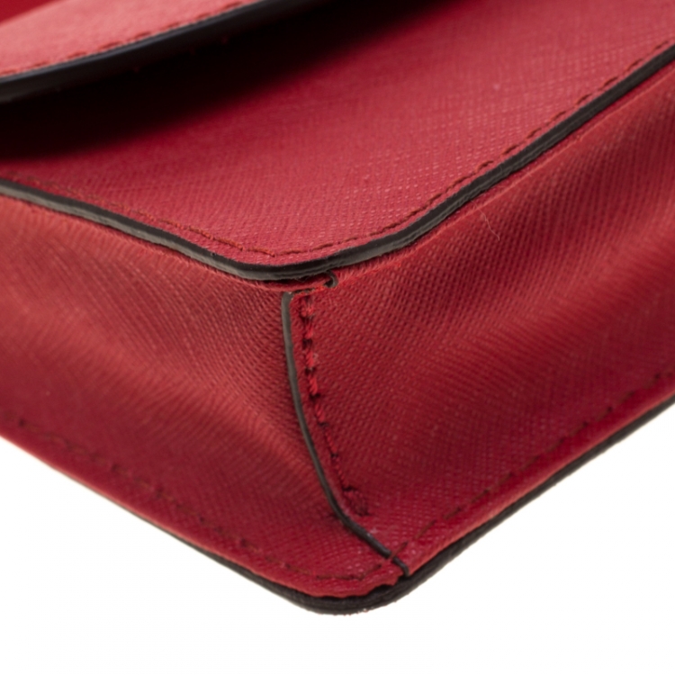 Pre Owned Michael Michael Kors Red Saffiano Leather Kiera Crossbody Bag