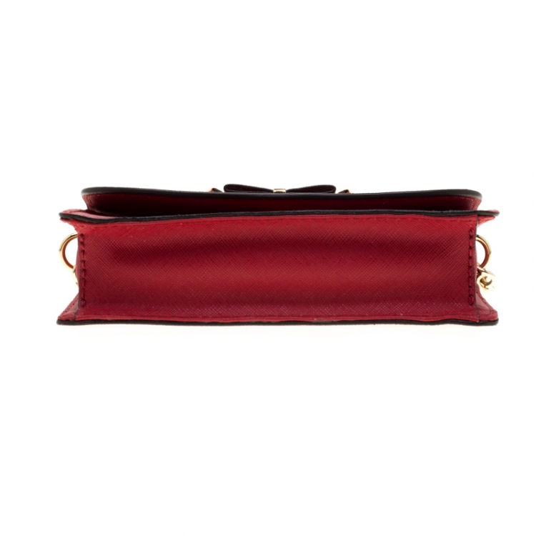 Pre Owned Michael Michael Kors Red Saffiano Leather Kiera Crossbody Bag