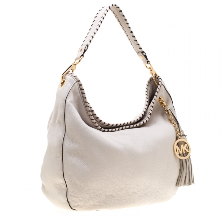 Pre Owned MICHAEL Michael Kors Off White Leather Bennet Hobo