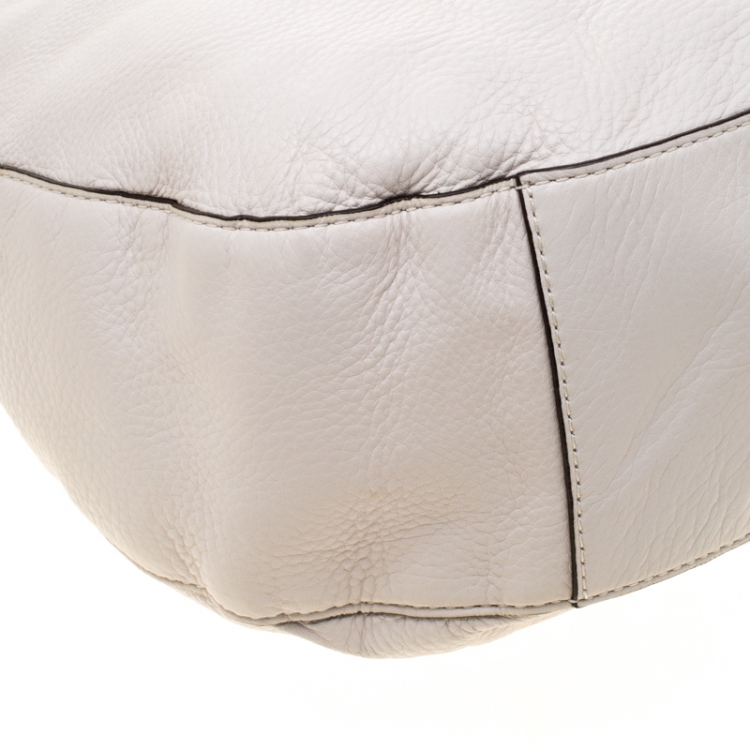 Pre Owned MICHAEL Michael Kors Off White Leather Bennet Hobo