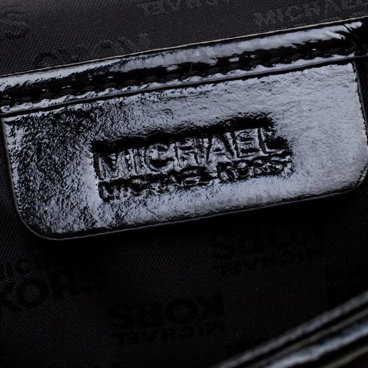 Pre Owned MICHAEL Michael Kors Black Woven Leather Newburry Clutch