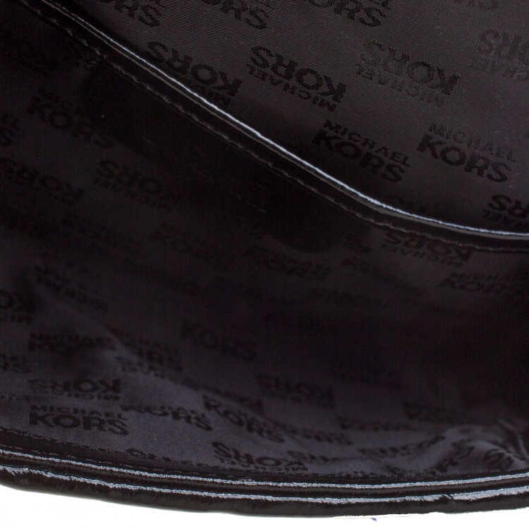 Pre Owned MICHAEL Michael Kors Black Woven Leather Newburry Clutch