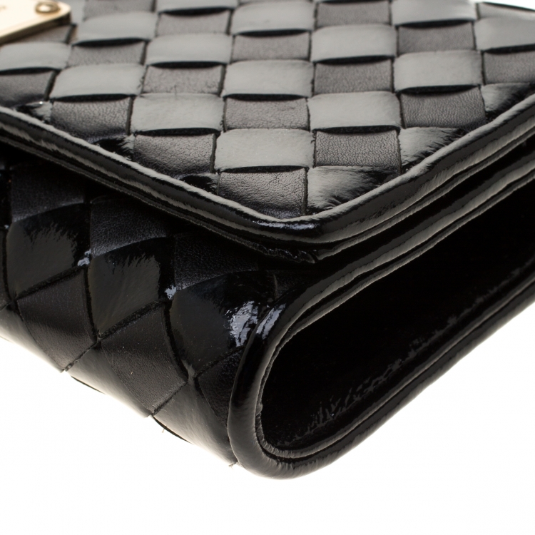 Pre Owned MICHAEL Michael Kors Black Woven Leather Newburry Clutch