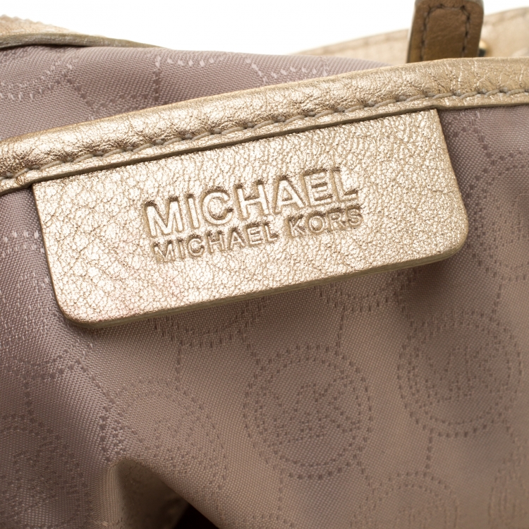 Pre Owned MICHAEL Michael Kors Metallic Gold Leather Jet Set Chain Tote