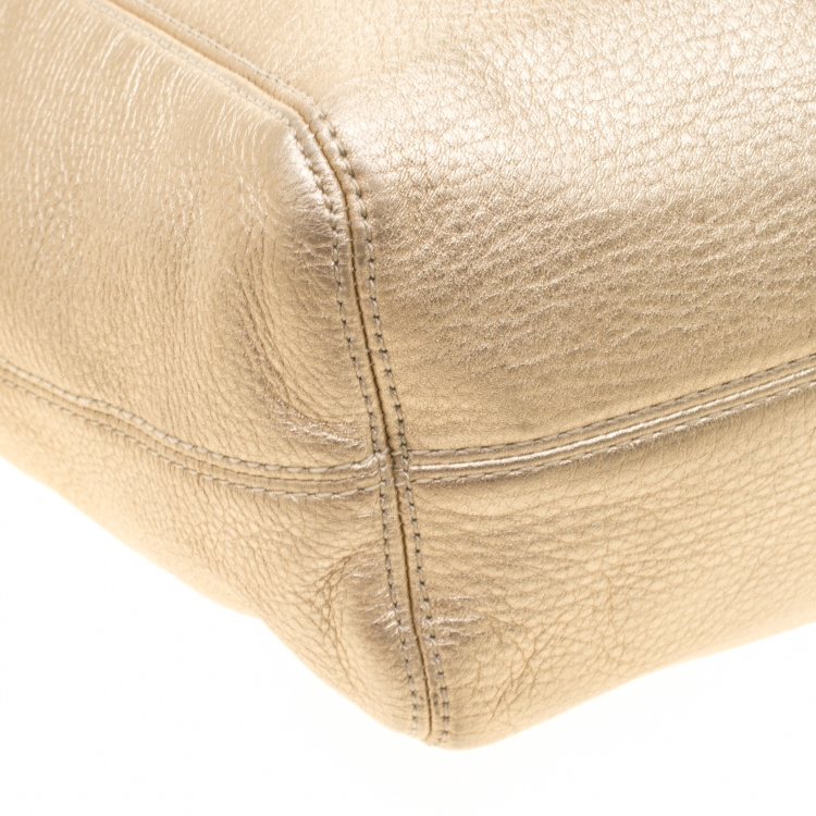 Pre Owned MICHAEL Michael Kors Metallic Gold Leather Jet Set Chain Tote
