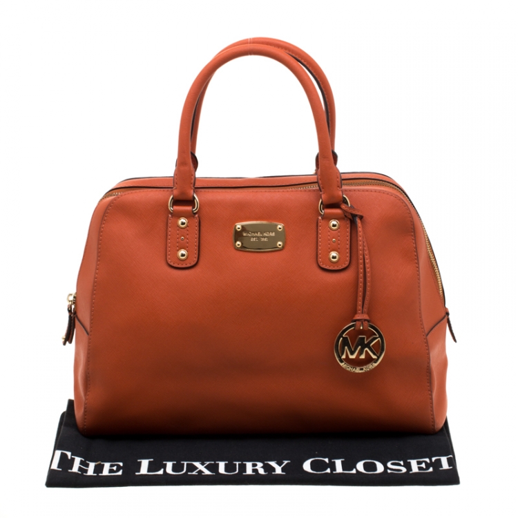 Pre Owned Michael Kors Orange Leather Satchel