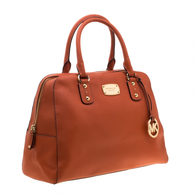 Pre Owned Michael Kors Orange Leather Satchel