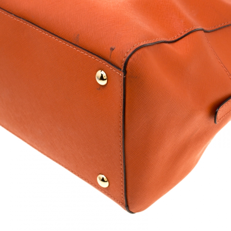 Pre Owned Michael Kors Orange Leather Satchel