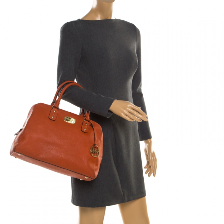 Pre Owned Michael Kors Orange Leather Satchel