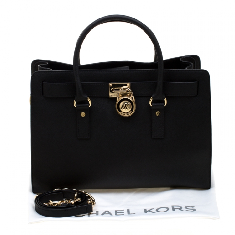 مملوكة مسبقًا MICHAEL Michael Kors Black Leather Hamilton Tote