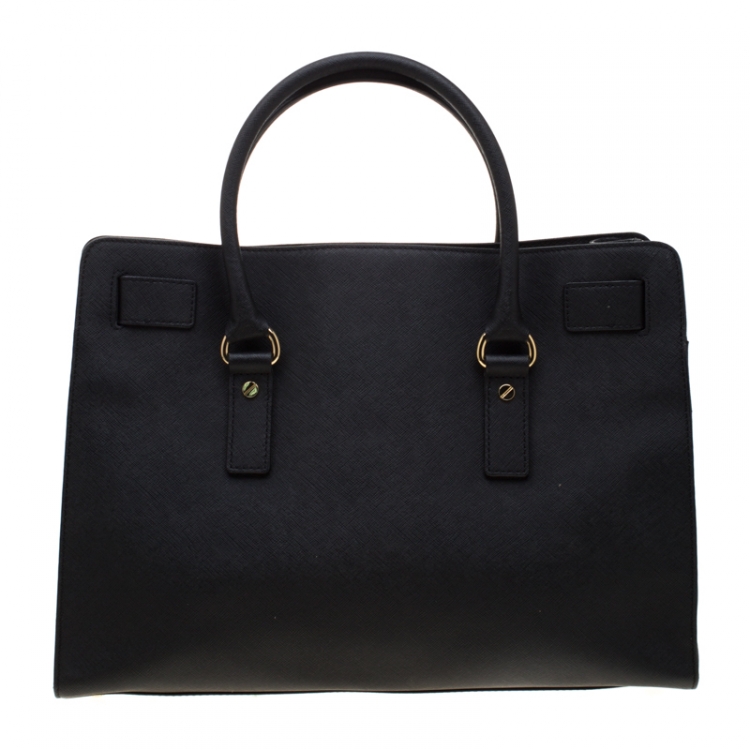 مملوكة مسبقًا MICHAEL Michael Kors Black Leather Hamilton Tote