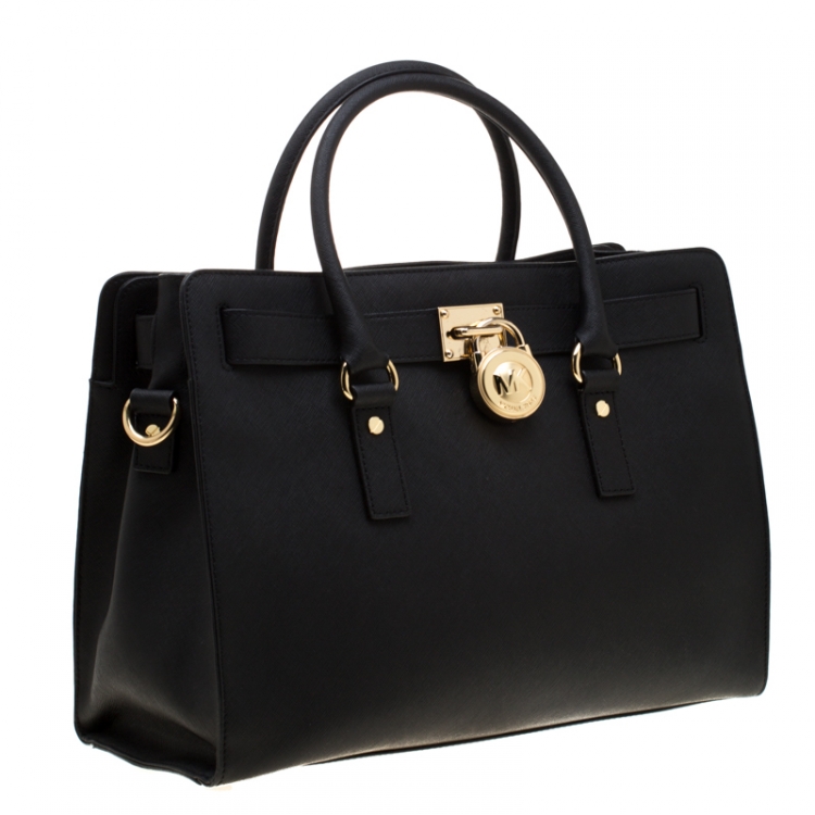 مملوكة مسبقًا MICHAEL Michael Kors Black Leather Hamilton Tote
