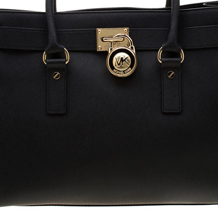 مملوكة مسبقًا MICHAEL Michael Kors Black Leather Hamilton Tote