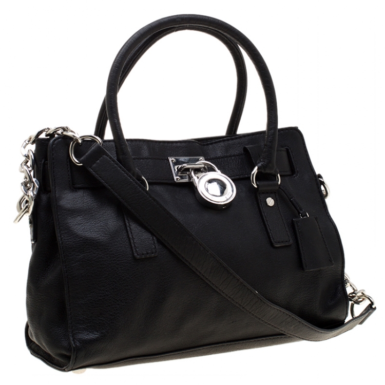 Pre Owned MICHAEL Michael Kors Black Leather Hamilton Tote