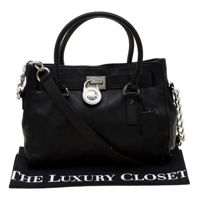 Pre Owned MICHAEL Michael Kors Black Leather Hamilton Tote