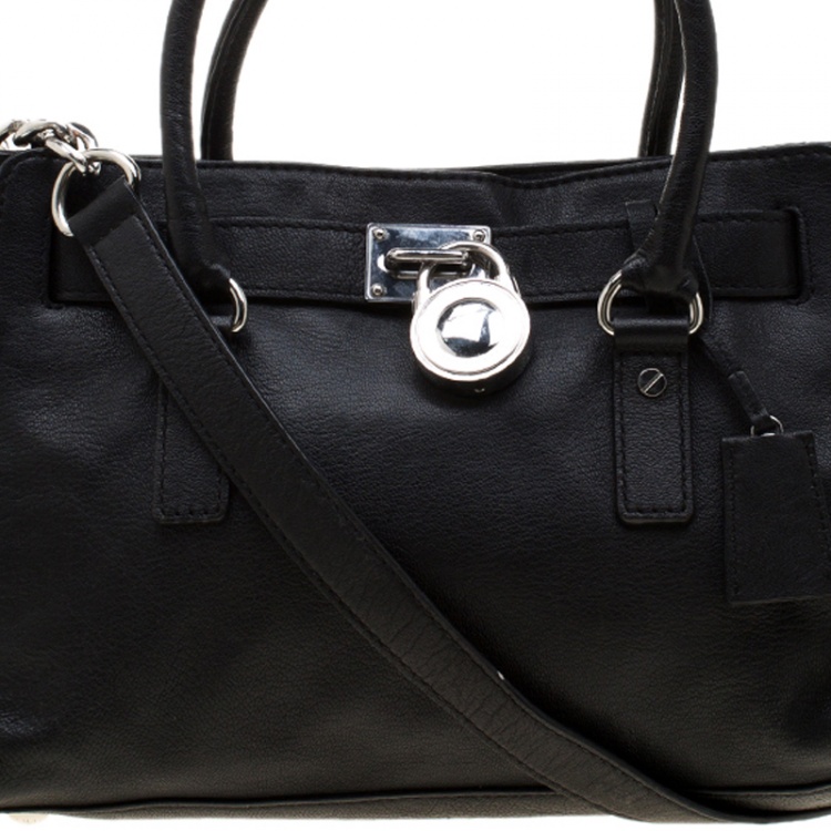 Pre Owned MICHAEL Michael Kors Black Leather Hamilton Tote