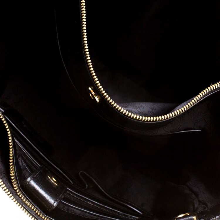 مملوكة مسبقًا Michael Michael Kors Black Leather Double Zip Jet Set Tote